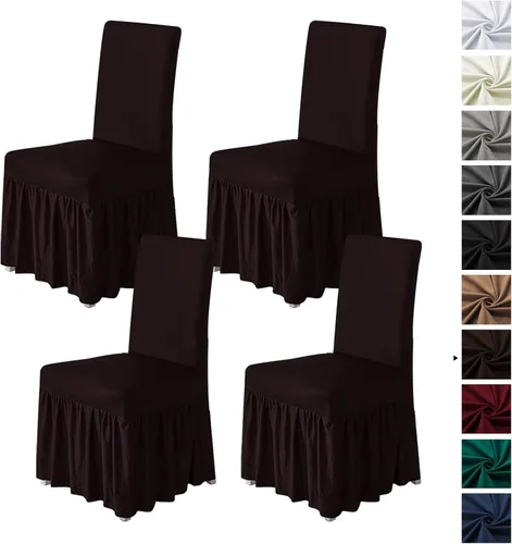Miniatura 35 de molasofa Juego de 6 fundas para sillas de comedor, fundas elásticas para sillas con falda para cocina, protectores de asiento de cocina, decoración