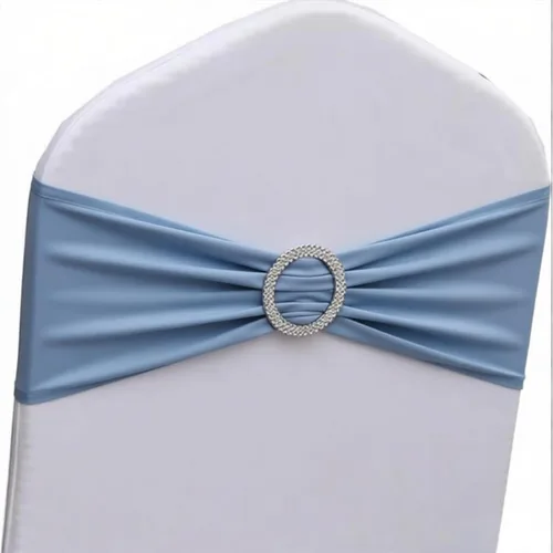Miniatura 14 de Bandas para Sillas Azul Bebé Paquete de 100, Bandas para Sillas de Spandex Azul Claro para Boda Fiesta Cumpleaños Fundas de Sillas Plegables