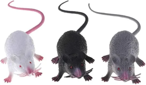 Ratas realistas de plástico, 3 piezas de accesorios de broma y truco de Halloween para decoración aterradora y juguete