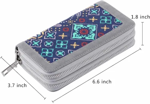 Miniatura 4 de Cartera de doble cierre para mujer, con correa de mano, para tarjetas, dinero en efectivo, monedas, celular