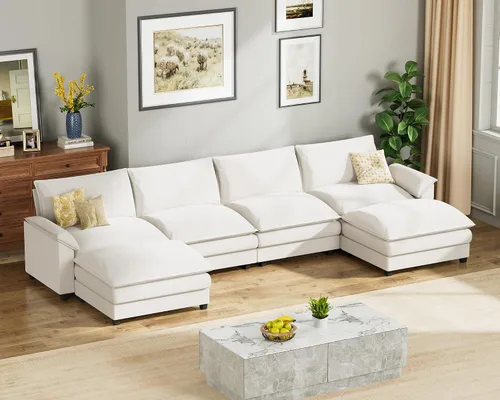 Miniatura 22 de Homall Sofá Seccional Modular de 80", Sofá Biplaza con Cojín de Doble Capa, Combinación DIY de Chenille Profundo Sofá Nube de 2 Asientos para Sala