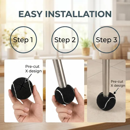 Miniatura 3 de Hiceeden 24 pelotas de tenis precortadas para caminantes, pelotas antideslizantes resistentes, de larga duración para silla, escritorio, patas