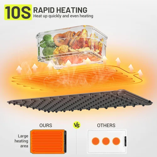Miniatura 2 de Tapete de calentamiento de alimentos, tapete de calentamiento rápido para alimentos, bandeja de calentamiento eléctrica portátil para fiestas