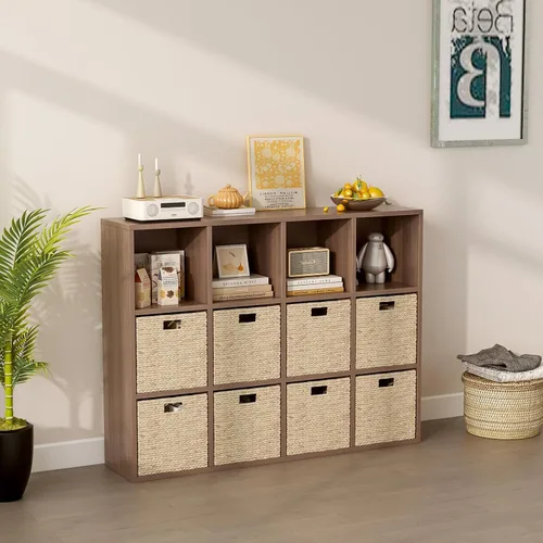 Miniatura 7 de OSCHF - Estantería de almacenamiento de 12 cubos, estantería de madera de 3 niveles con espacios abiertos para el hogar y la oficina, organizador