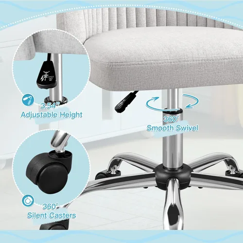 Miniatura 7 de Silla de oficina Furniwell sin brazos, silla de escritorio linda, silla moderna ajustable giratoria, silla de tocador, silla de ordenador, sillas