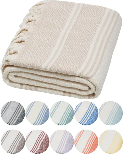 Miniatura 21 de DEMMEX Organic Diamond - Toalla turca de baño y playa 100% algodón turco certificado Oeko-TEX, ultra suave, de secado rápido, ligera, toalla