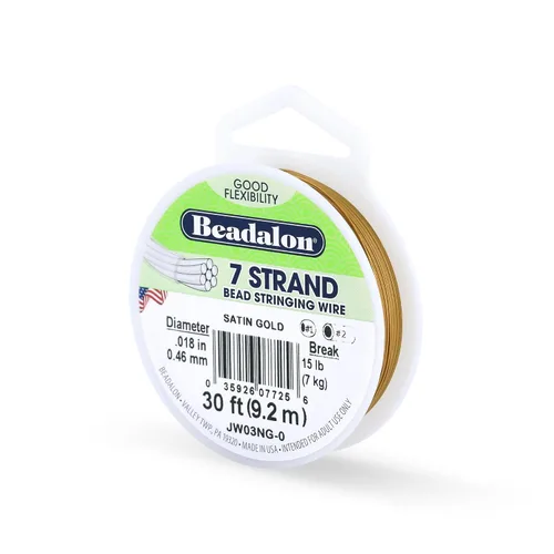 Miniatura 21 de Beadalon Alambre de cuentas de acero inoxidable de 7 hebras, alambre flexible y duradero para hacer joyas, ideal para collares y pulseras, Dorado