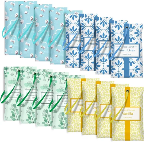 Miniatura 12 de SCENTORINI Sobres perfumados para cajones y armarios, aroma de algodón puro, paquete de 14 bolsitas de larga duración, ambientador de armario