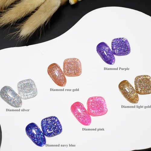 Miniatura 5 de FZANEST Esmalte de uñas en gel con purpurina LED UV, color brillante removible, arte de uñas (oro diamante claro)