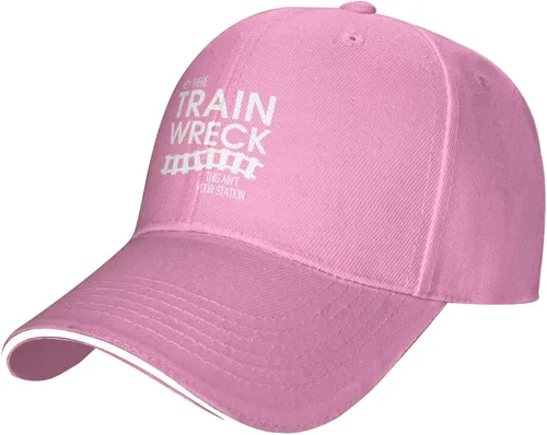 Miniatura 2 de Hey There Train Wreck This Ain't Your Station,Adjustable Cowboy Baseball Cap Hats Men Women Vintage Unisex Seasons Relaxed Washed Denim Trucker