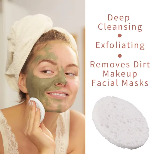 Miniatura 6 de 50 esponjas faciales comprimidas, esponjas faciales de celulosa blanca GAINWELL 100% naturales, esponjas cosméticas de spa para limpieza facial