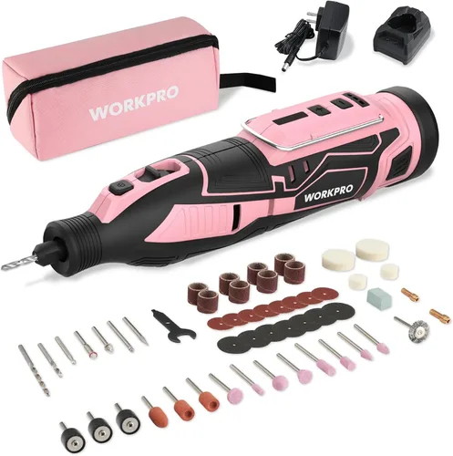 Miniatura 8 de WORKPRO Kit de herramientas rotativas inalámbricas de 12 V, 5 velocidades variables, potente grabador, lijadora, pulidora, 114 accesorios de fácil