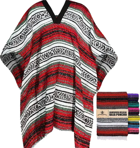 Miniatura 21 de Artisans Bazaar Poncho tradicional mexicano de Baja para hombres y mujeres, auténtico sarape de Gaban, manta de vaquero Pancho Jorongo