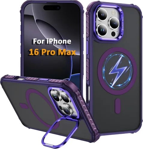 Miniatura 68 de i Phone 13 - Funda para iPhone 14, compatible con carga inalámbrica MagSafe, resistente, a prueba de golpes, soporte ajustable, color rojo mate