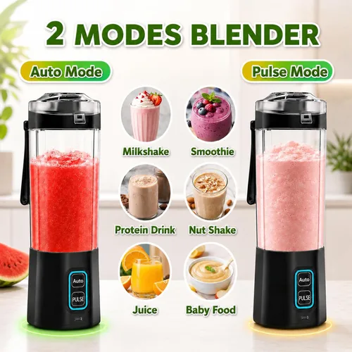 Miniatura 4 de Licuadora portátil para batidos, 24 onzas, exprimidor personal inalámbrico de proteínas con tapa a prueba de fugas, sin BPA, recargable, mini