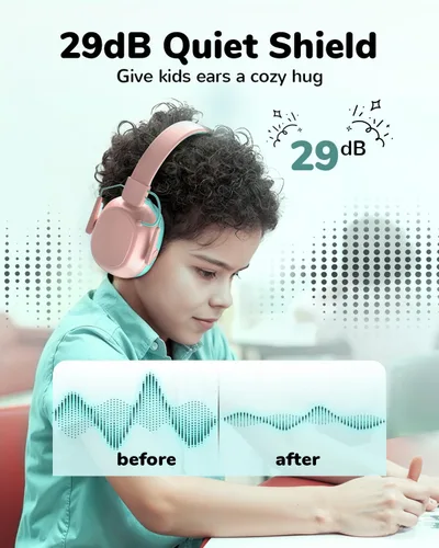 Miniatura 3 de Auriculares con cancelación de ruido para niños, protección auditiva a prueba de sonido, reducción de ruido SNR de 29 dB, orejera Bluetooth 6.0