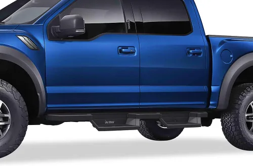 Miniatura 9 de APS Estribos tubulares negros de 6 pulgadas estilo desplegable con barras Nerf compatibles con Ford F150 SuperCrew Cab 2015-2026 y F150 Lightning