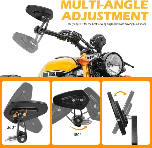 Miniatura 5 de Espejos retrovisores negros de aluminio CNC para extremos de manillar de motocicleta Compatible con GROM MSX125 CB500F Kawasaki Z125 pro Z650 Z750