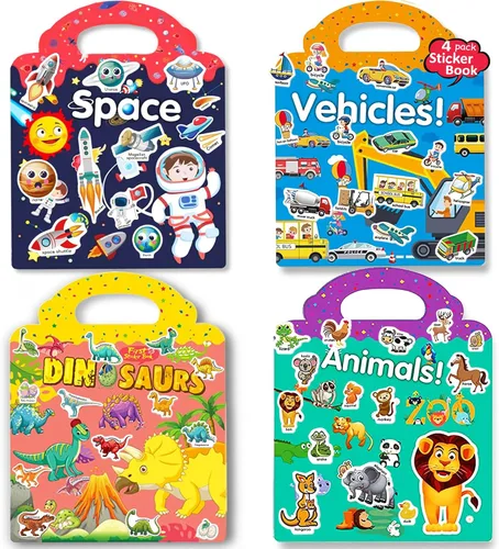 Miniatura 12 de Libros de calcomanías reutilizables para niños, libros de calcomanías removibles de granja para niños pequeños de viaje para niñas y niños de 3, 4