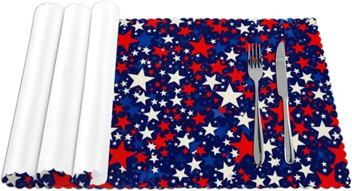 Miniatura 8 de American Patriotic Freedom Stars - Juego de 4 manteles individuales, antideslizantes, resistentes al calor, lavables, para cocina, comedor