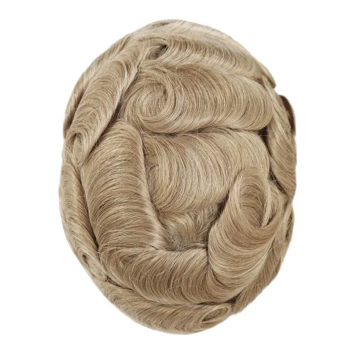 Miniatura 7 de HAIR NATURE Extensiones de pelo para hombre, tupé para hombres, sistema de reemplazo de cabello rubio, piel ultra fina de 0.001 in, unidad # 22R