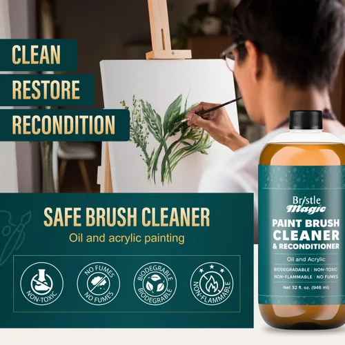 Miniatura 2 de Limpiador y restaurador de pinceles de pintura al óleo, limpiador de pinceles para pinturas acrílicas, aceites y vidrio, biodegradable, no tóxico