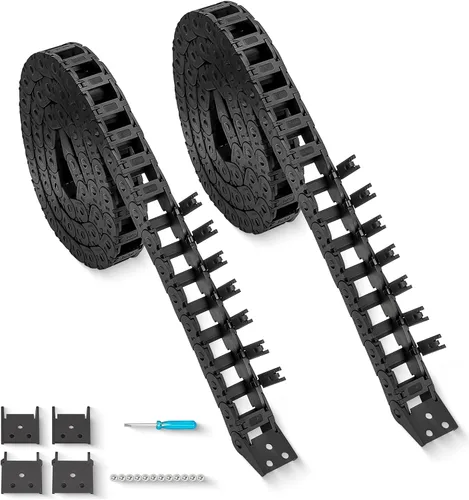 Miniatura 8 de 2 unidades de 39.4 pulgadas de cadena de arrastre tipo abierto R18 cadena de cable de alambre para fresadora CNC e impresora 3D, 2 pares adicionales