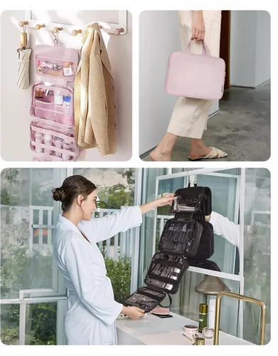 Miniatura 7 de Bolsa de viaje para artículos de aseo personal BAGSMART con organizador para joyas, bolsa de viaje colgante para artículos de tocador, organizador