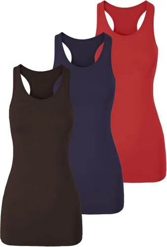 Miniatura 11 de TAIPOVE Camisetas largas sin mangas para mujer de algodón para capas con espalda cruzada extra largas para ropa deportiva, paquete de 3