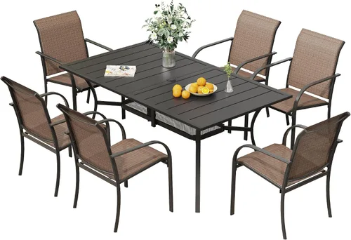 Miniatura 62 de VICLLAX Juego de 2 sillas de patio pequeñas para exteriores, juego de sillas apilables para patio y mesa de comedor cuadrada para porche delantero
