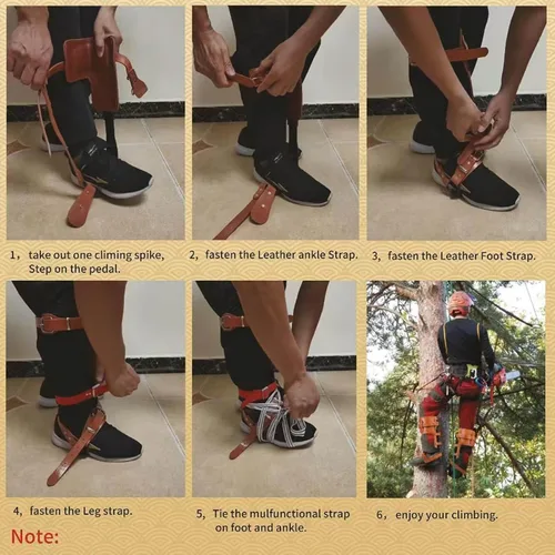 Miniatura 7 de Tree Climbing Spikes, Tree Climbing Gear with Non-Slip Pedal, Adjustable Tree Climbing Tool Set Naranja