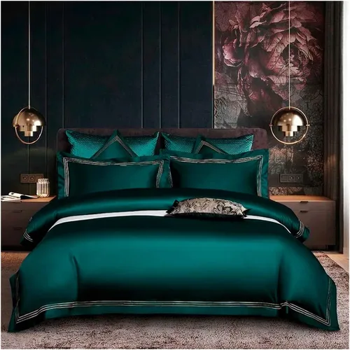 Miniatura 13 de Juego de ropa de cama de algodón egipcio de 1000 hilos, 4/6 piezas, tamaño doble, queen, king, bordado, funda de edredón, sábana, funda de almohada