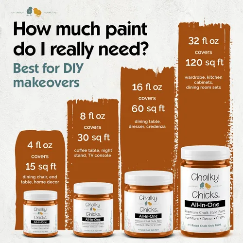 Miniatura 3 de Chalky Chicks - Pintura mate a la tiza, no requiere lijado, 4 onzas líquidas, color naranja (Acorn), para muebles, pintura todo en uno sin