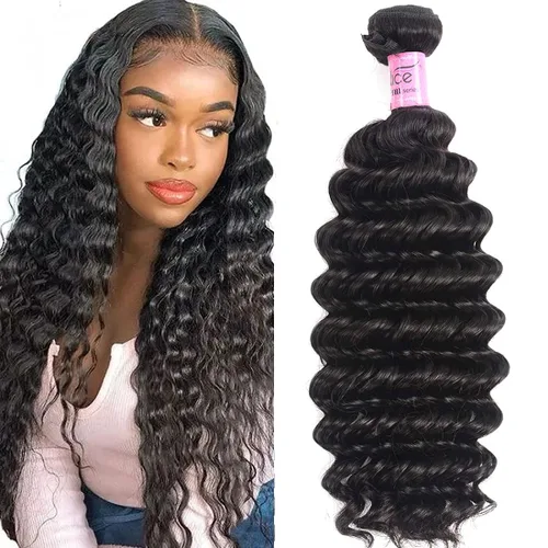 Miniatura 6 de UNICE 3 paquetes de cabello humano ondulado profundo, 12, 12, 14 pulgadas, sin procesar, cabello virgen brasileño sin procesar, extensiones