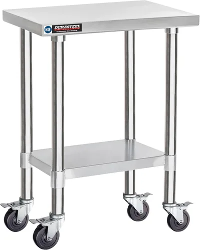 Miniatura 68 de DuraSteel Carrito de acero inoxidable NSF de 30 x 72 pulgadas, mesa de preparación de alimentos resistente con estante inferior, isla de cocina