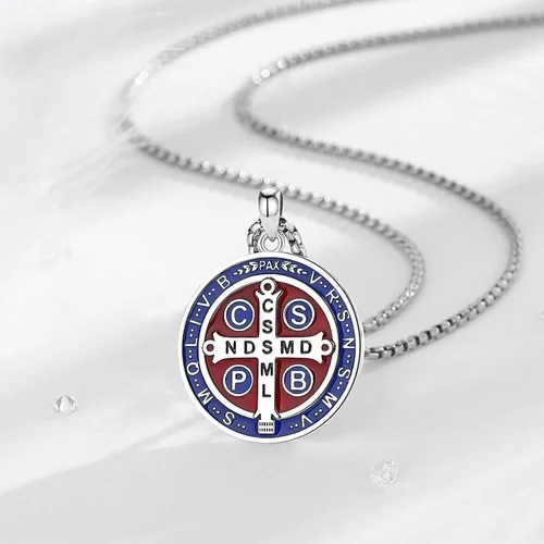 Miniatura 88 de CELESTIA Medallas de plata de ley 925 San Miguel/San Cristóbal/San Benito/San Gabriel/Virgen María/Jesús/Caravaca/Metatrón/Sello de los Siete