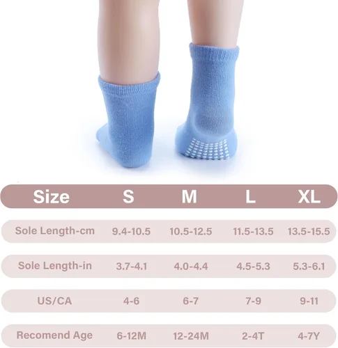 Miniatura 4 de JAKIDAR Paquete de 12 calcetines de algodón para bebés, calcetines para niños pequeños, antideslizantes, parte inferior