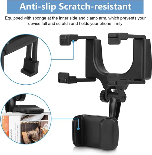 Miniatura 5 de Clip de agarre universal para espejo retrovisor de coche, soporte universal para teléfono celular para iPhone Samsung HTC GPS Smartphone