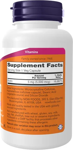 Miniatura 2 de NOW Foods Suplementos, Biotina 5,000 mcg, Metabolismo de Aminoácidos*, Producción de Energía*, 120 Cápsulas Vegetales