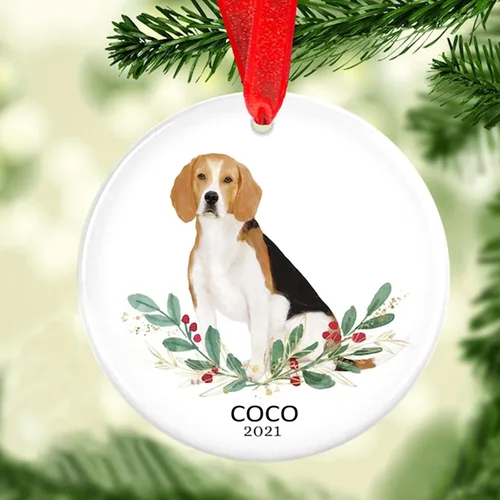 Miniatura 7 de Adorno de Navidad para mascotas, adorno de Beagle, regalos para amantes de mascotas, regalo conmemorativo para mascotas, recuerdo de Beagles