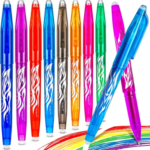 Miniatura 14 de Paquete de 12 bolígrafos de gel borrables Clicker, punta fina (0.020 pulgadas), tinta negra con borrador, hace que desaparezcan los errores, agarre