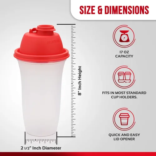 Miniatura 3 de SIGNORA WARE Shaker Bottles Botella de plástico para batido de proteínas de 17 onzas para batidos y licuados de reemplazo de comidas, bebidas