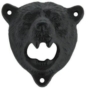 Kipokalor - Abrebotellas montado en la pared, de hierro fundido, dientes de oso grizzly, abrebotellas (oso negro)