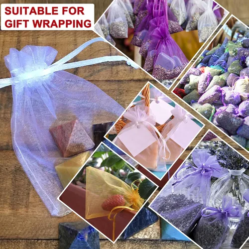 Miniatura 6 de MECCANIXITY Bolsa de organza de 3.5 x 5 pulgadas, bolsas de malla transparente de luna y estrella, bolsas de regalo con cordón, bolsa de regalo