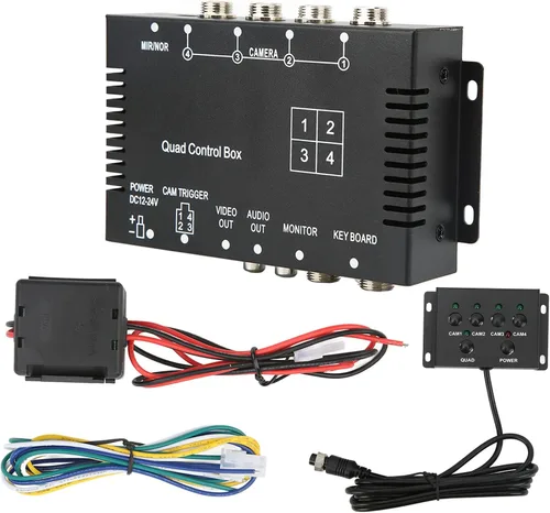 Miniatura 9 de Tefola Caja de control de cámara de respaldo, caja de control de divisor de video de 4 canales DC12V 24V Interruptor de imagen Control remoto