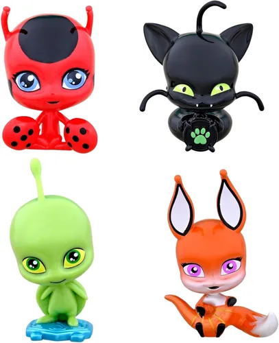 Miniatura 2 de BANDAI Miraculous Ladybug and Cat Noir Quality Kwami Surprise - 4 Figuritas Mágicas Joyas Brillantes para Belleza y Exhibición