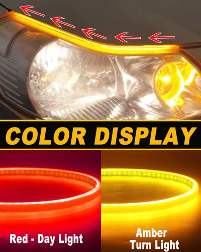Miniatura 5 de Qasim Tira LED de Flujo Secuencial de 24 pulgadas Rojo+Amarillo Luces de Circulación Diurna 60cm Tira de Luz de Conducción Guía de Señal de Giro