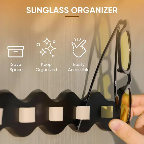 Miniatura 4 de Paquete de 2 organizadores de lentes de sol, soporte para lentes de sol, montaje en pared, soporte para lentes colgantes con 7 ranuras, soporte