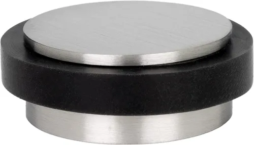 EVI Herrajes | Mini tope de puerta | Altura: 0.55 pulgadas - Ancho: 1.10 pulgadas | Instalación adhesiva | Protección de silicona negra | Tope de
