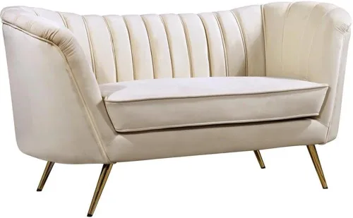 Miniatura 10 de Meridian Furniture Margo Collection Modern Sofá biplaza tapizado de terciopelo contemporáneo con acolchado de canal profundo y patas de acero
